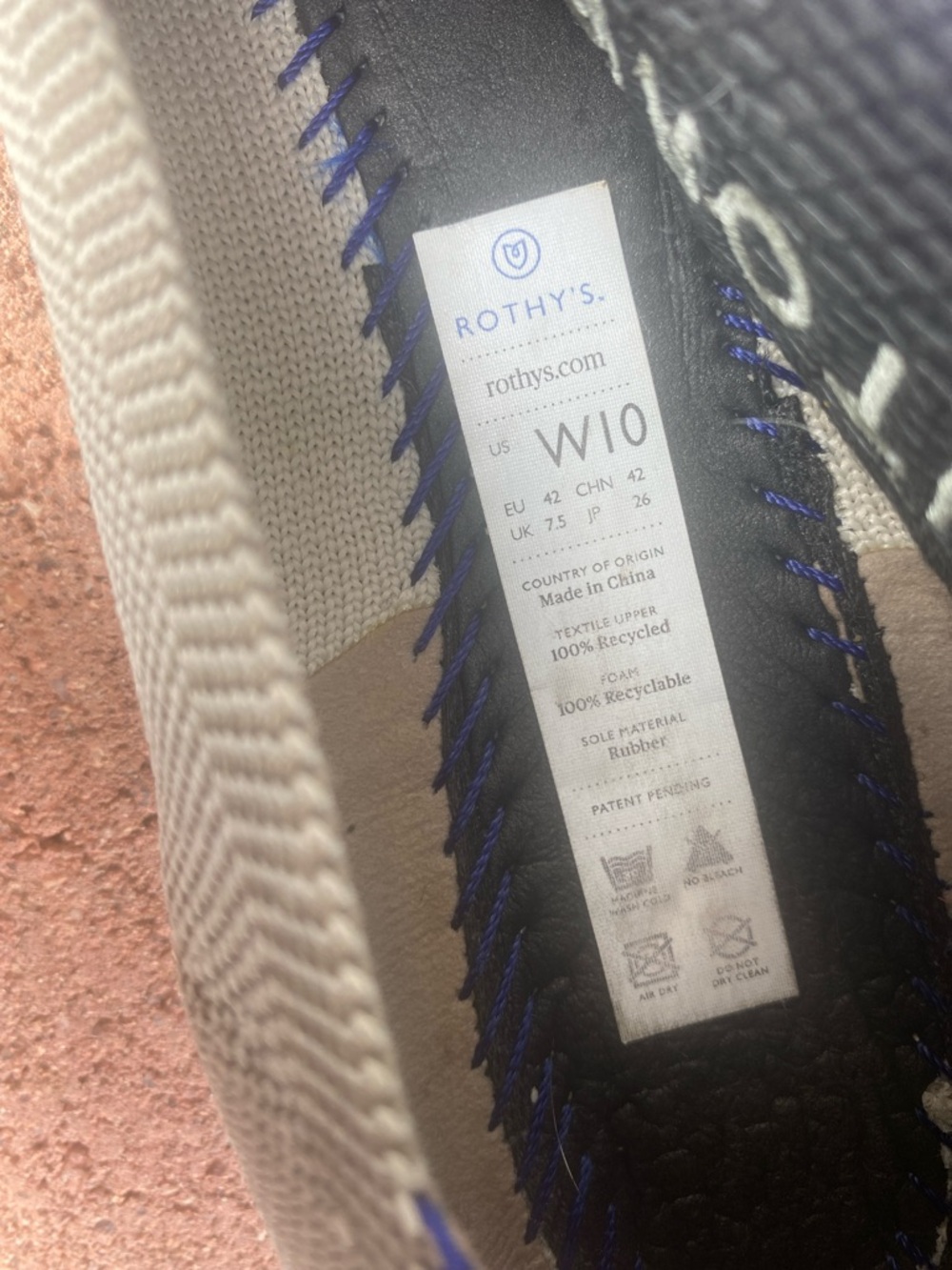 Rothy's Pointed Ballet Flat - Light Gray with Blue Trim - Picture 6 of 6